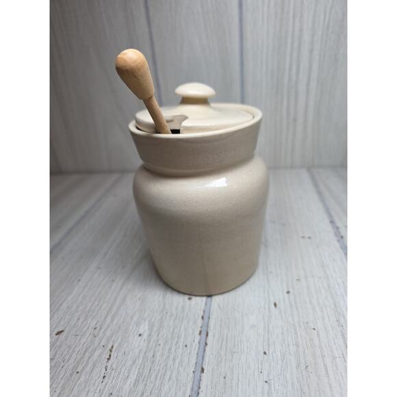 Vtg Yesteryears Hand Turned Honey Pot Texas USA Handmade Bee Hive Floral Country - Picture 6 of 8